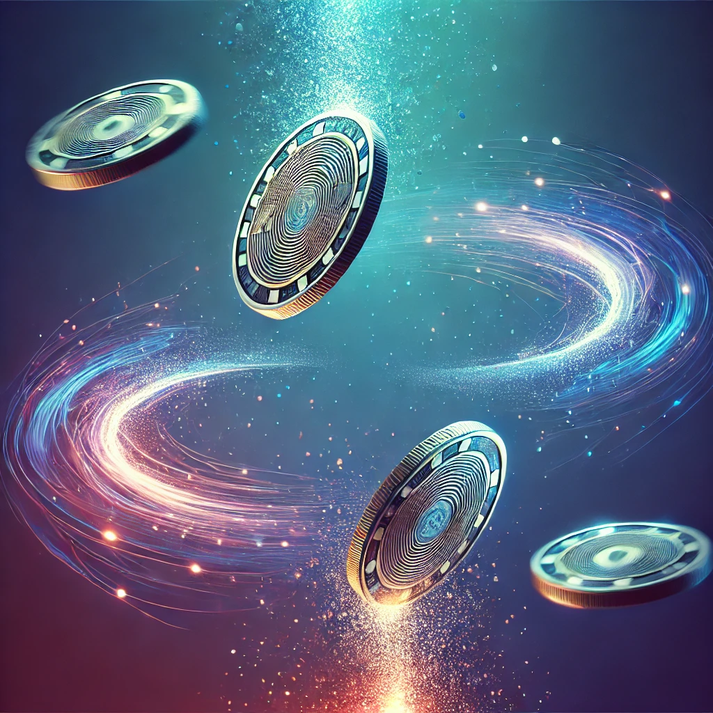 Throwing coins.
